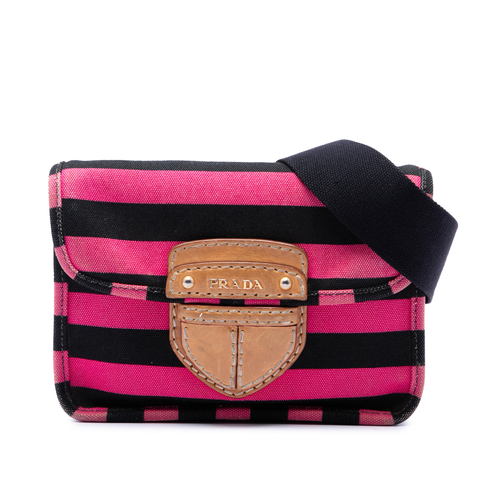Pre-Loved Prada Canvas Canapa Righe Striped Crossbody